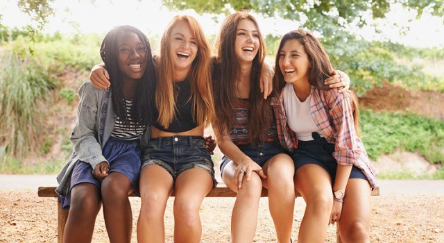 group of girls laughing